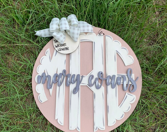 20" Rustic New Baby Girl Door Hanger - Hospital Door Hanger - Baby Announcement Sign - Baby Shower Gift - baby hospital sign