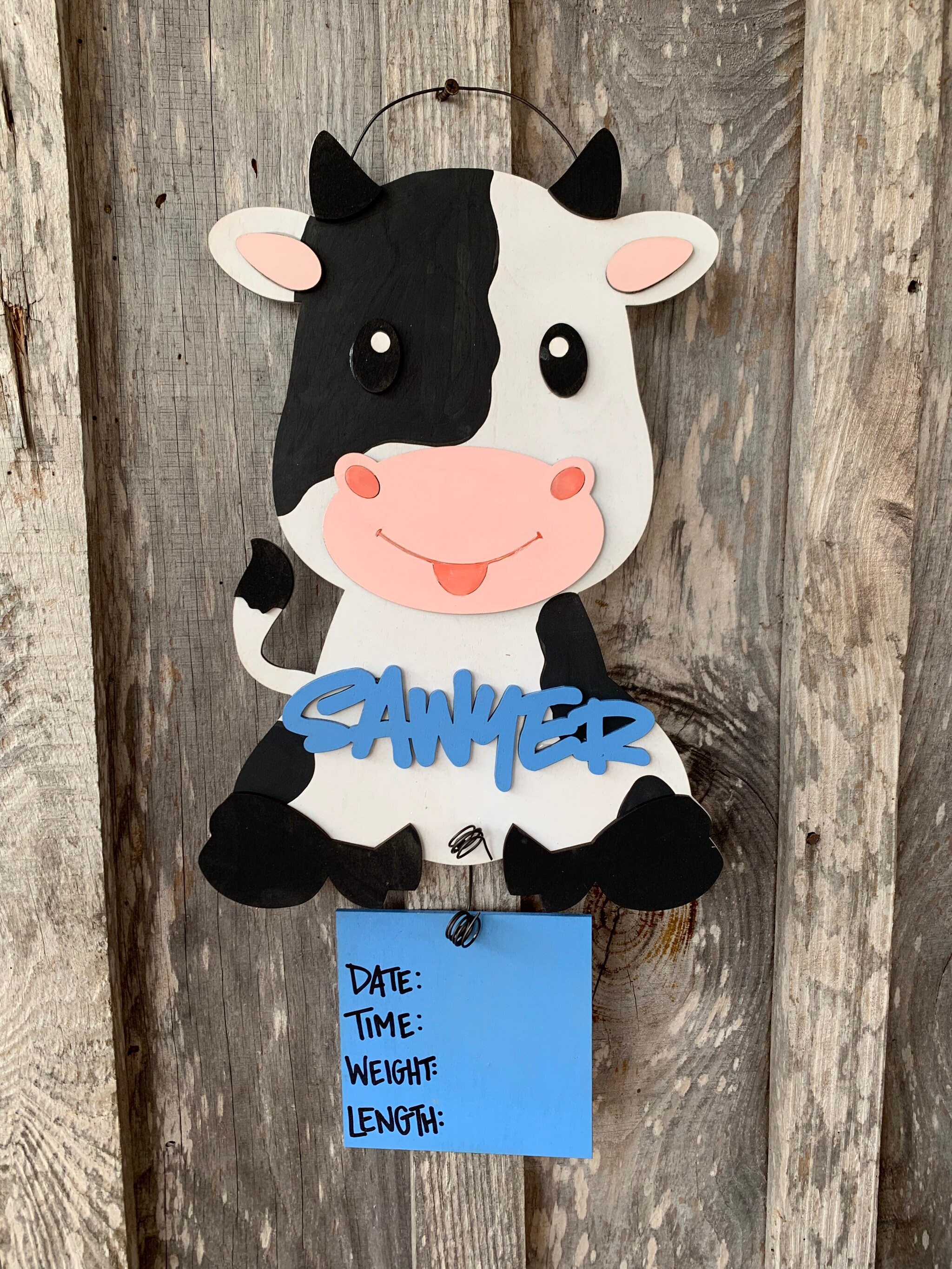 Baby Cow Hospital Door Hanger Farm Baby Announcement Sign Etsy