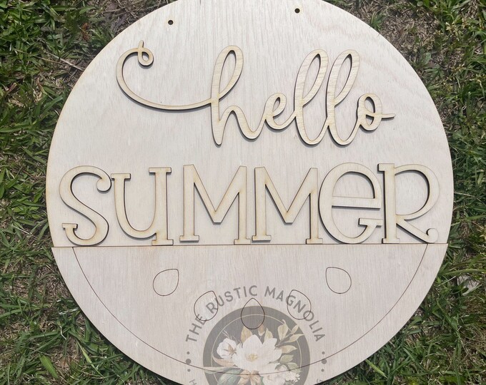 Hello summer watermelon layered unfinished door hanger wood blanks laser cut wood for painting