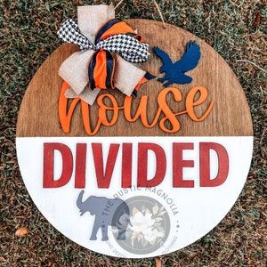 20” house divided Alabama auburn door hanger - football - layered door hanger - home decor