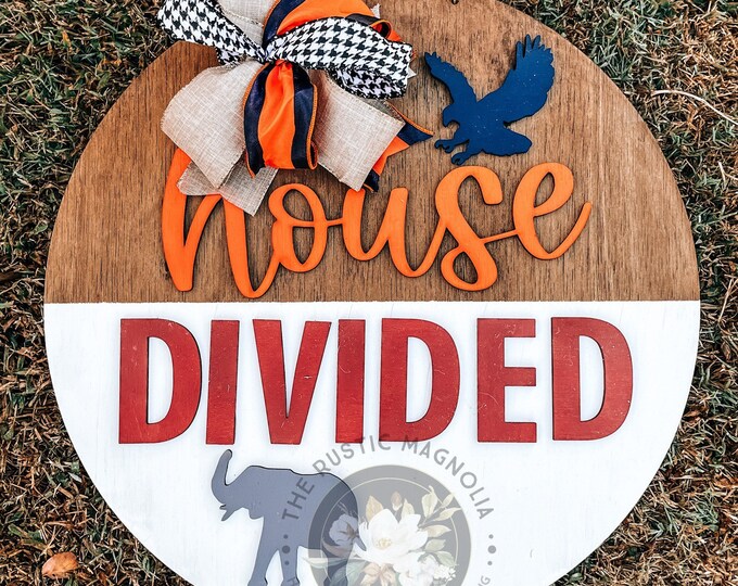 20” house divided Alabama auburn door hanger - football - layered door hanger - home decor