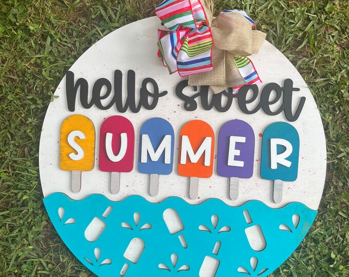 20” Hello sweet summer popsicles door hanger - summer decor