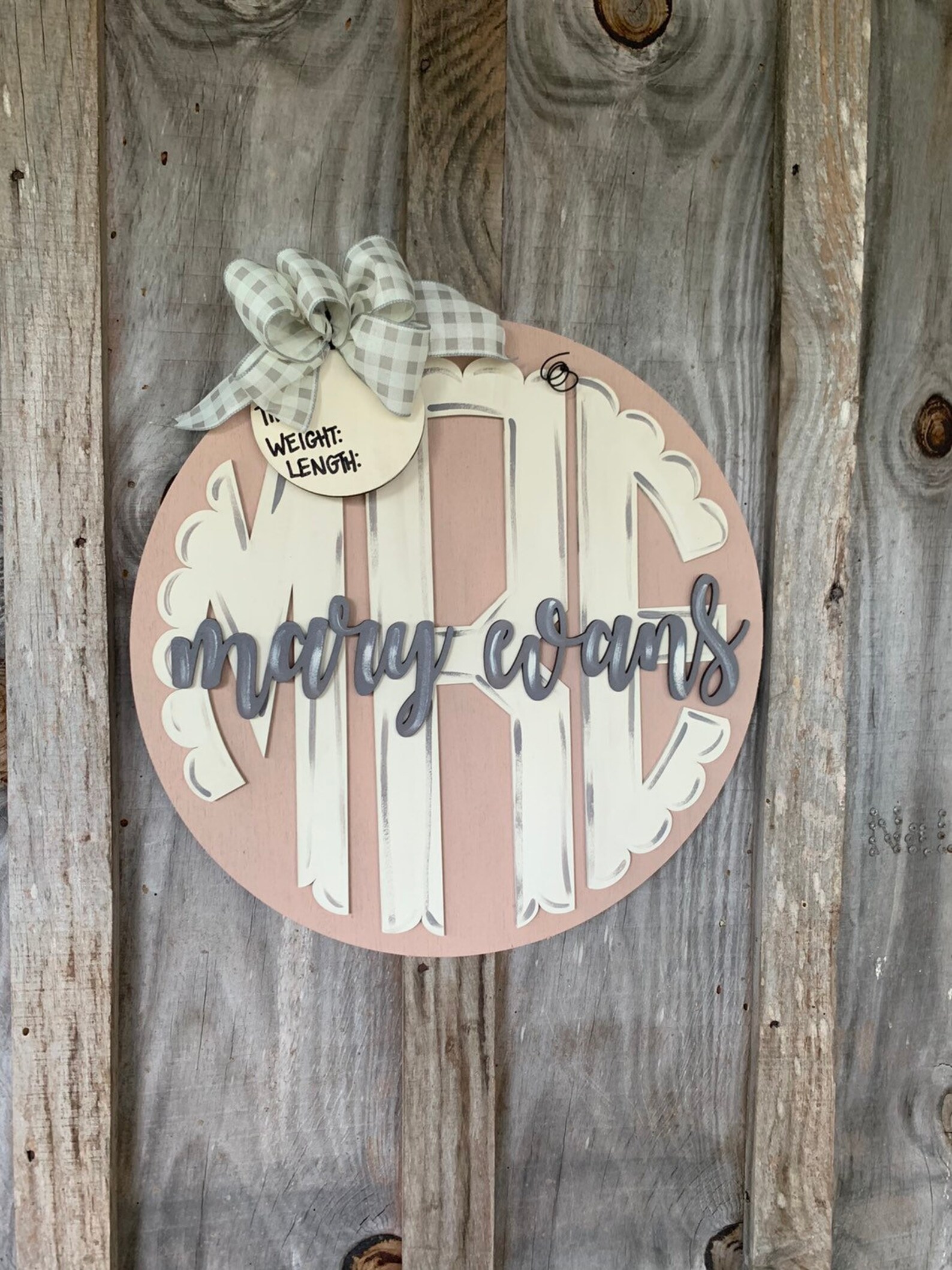 18 Monogram Baby Girl Door Hanger Hospital Door Hanger Etsy