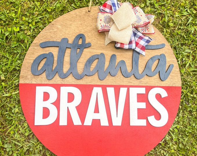 20” Atlanta braves door hanger - baseball - layered door hanger - home decor - baseball