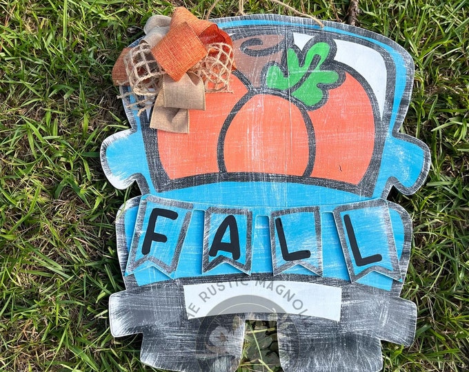 fall pumpkin truck door hanger | 3d layered door hanger | fall door hanger