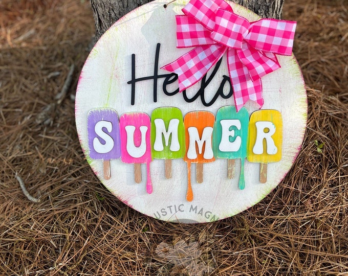 20” Hello summer popsicles door hanger - summer decor