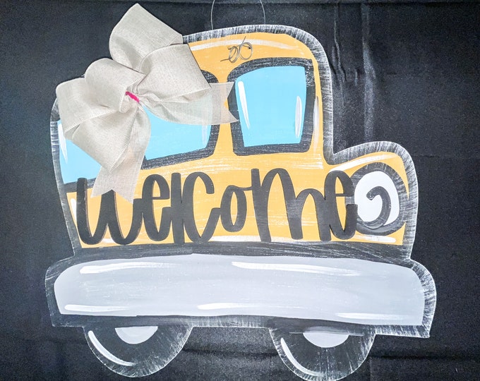 20” welcome school bus  door hanger