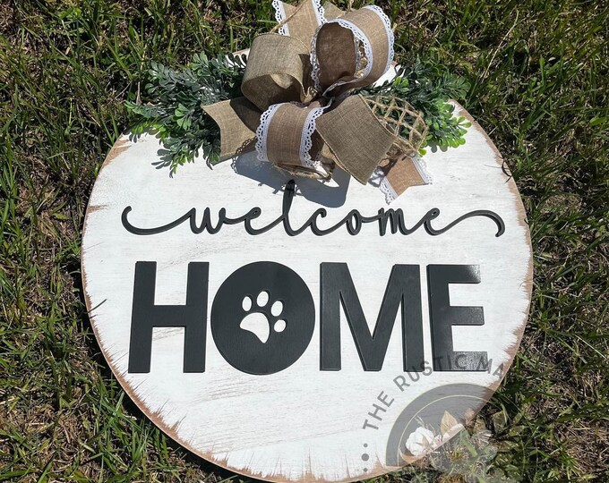 20” Welcome Home paw print door hanger  - layered door hanger - home decor - pet door hanger - dog door hanger - cat - dog