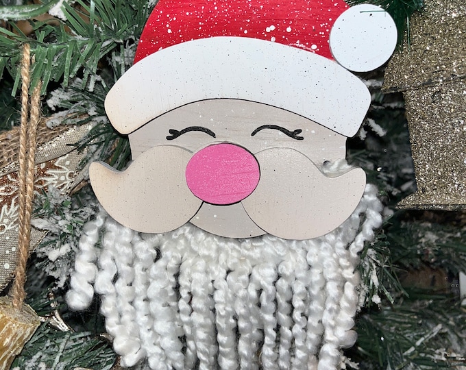 Santa with beard layered Christmas ornament