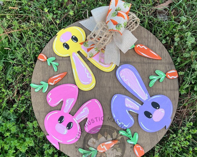 20” Easter bunny hanger - layered door hanger - home decor - rustic  - seasonal door hanger - bunny rabbit