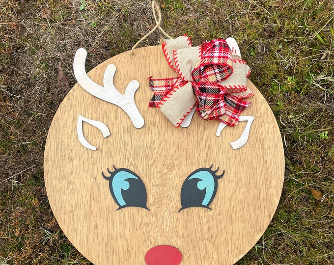 Rustic Reindeer door hanger | Christmas distressed door hanger - layered door hanger - home decor