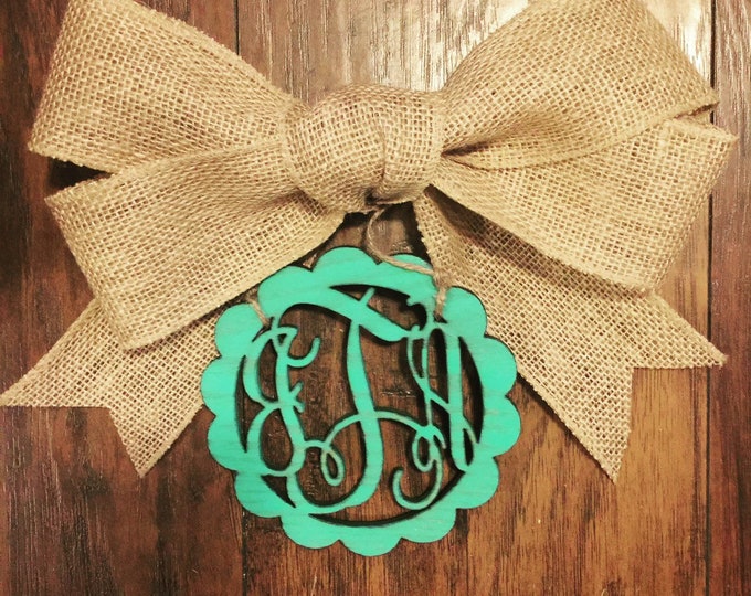 Personalized Scalloped Monogram  - Car Charm   - rear view mirror accessory - car decoration mirror charm