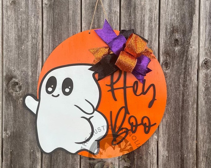 Hey Boo ghost booty 3d layered door hanger - fall door hanger - harvest - autumn- door hanger - laser cut - layered Wood sign