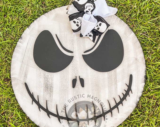 Jack skellington face 3d layered door hanger - fall door hanger - harvest - Halloween - door hanger - laser cut - layered Wood sign