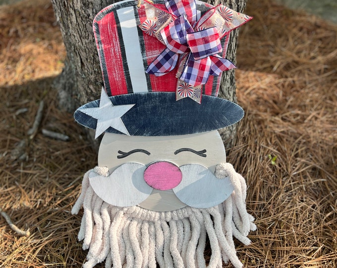 20” Uncle Sam with beard door hanger - patriotic sign - Fourth of July - Memorial Day - layered door hanger - home decor