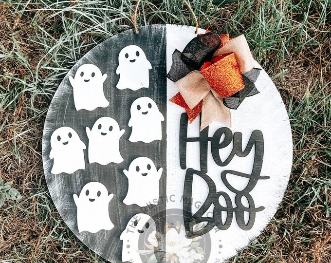 Hey Boo ghosts | 3d layered door hanger | halloween door hanger