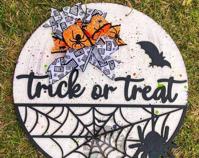 Trick or treat spider web | 3d layered door hanger | halloween door hanger