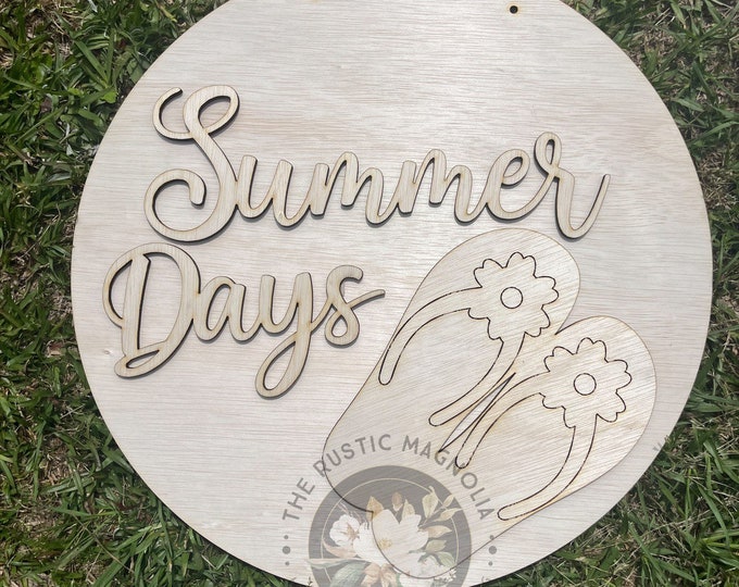 Summer days layered unfinished door hanger wood blanks laser cut wood for painting