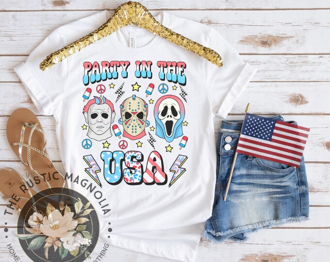 Party in the USA horror characters Fourth of July unisex t-shirt