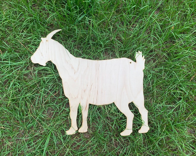 Blank goat door hanger | silhouette | unfinished wood | laser cut | door hanger | farm animal door hanger - paint your own - wood