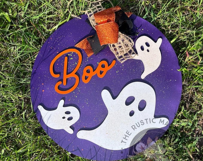 Hey Boo ghost 3d layered door hanger - fall door hanger - harvest - autumn- door hanger - laser cut - layered Wood sign