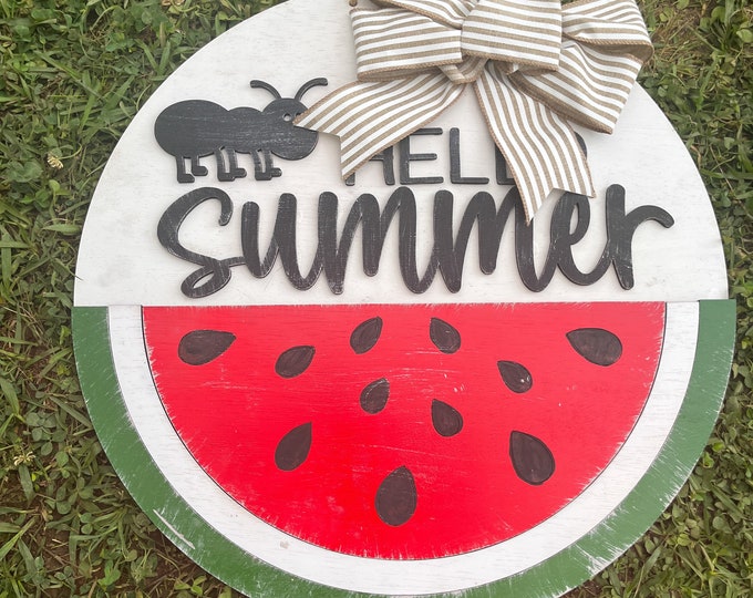 20” Hello summer watermelon door hanger - summer decor