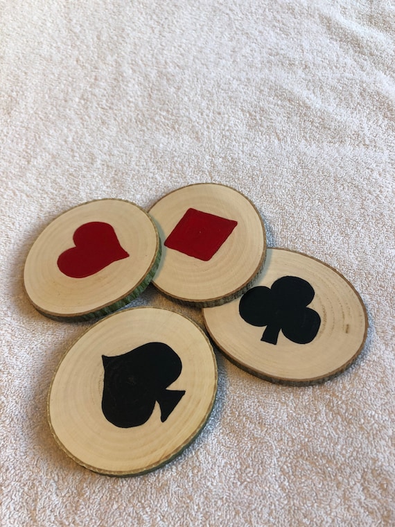 Rustic Poker Coaster Hand Painted Gift for Men Monogrammed Etsy
