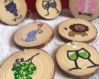 Gift tags, Hand painted wooden discs