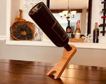 Wine bottle stand wood top