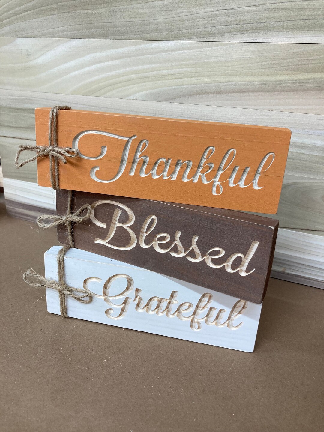 Fall Thankful Sign Fall Farmhouse Wood Signs, Thankful Blessed Grateful, Set of Three - Etsy