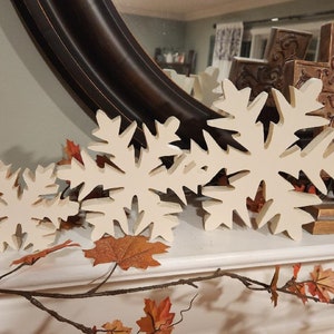 Wooden white snowflake winter decor Christmas decor snowflakes rustic Christmas neutral winter decor snow mantle decor farmhouse decor