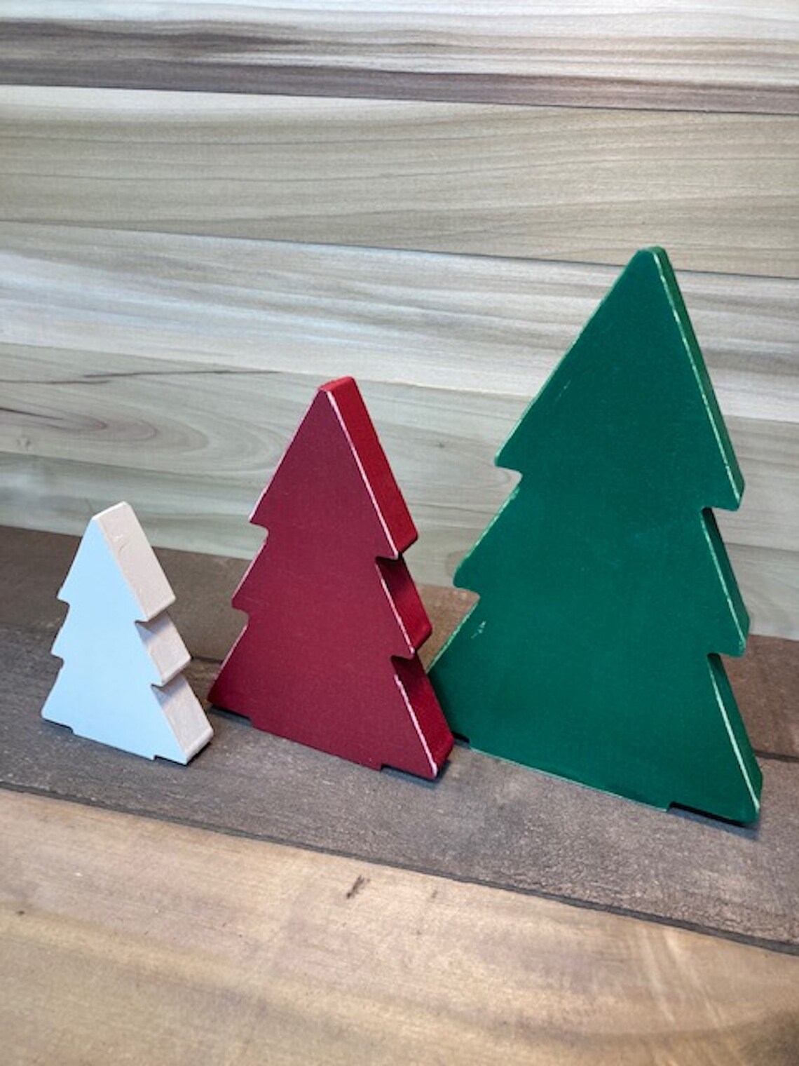 3 Wooden Christmas Trees Wood Trees Mantle Decor Farmhouse - Etsy