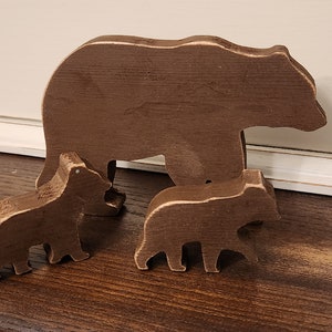 Wooden Bear Handcrafted Wooden Bear Figurine Rustic Cabin Decor Whittled Wood Sculpture Wildlife Artwork