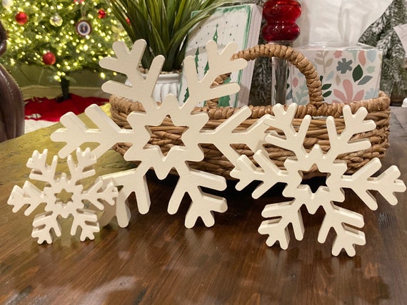 White wooden Snowflake Christmas Rustic Farmhouse home Decor