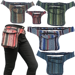 Hippie Belt Bum Bag Waist Festival travel crossover Adjustable Straps hip Sachet Womens Men Utility fanny boho dog belly handmade 80&#39;s bags