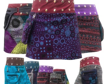 【hippiedippy】nylon pumpkin skirt Hippie Skirt Reversible Bohemian Wrap Boho Vintage Mini