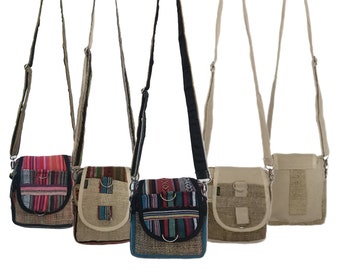 Hemp Mini Shoulder Bag: Boho Festival Crossbody Travel Bag