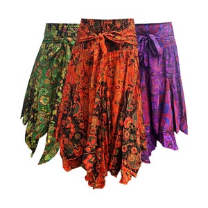 Floral Cotton Hippie Skirt: Bohemian Elastic Waist, One Size
