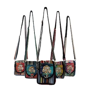 Mini-sac à bandoulière Tyedye champignon chanvre et coton boho hippie Boho Festival respectueux de l'environnement unisexe bio femme homme sac de voyage