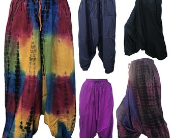 Tie Dye hippie Trousers womens mens bohemian hippy clothing vintage Viscose Boho wide harem casual baggy yoga natural rainbow dye Pants