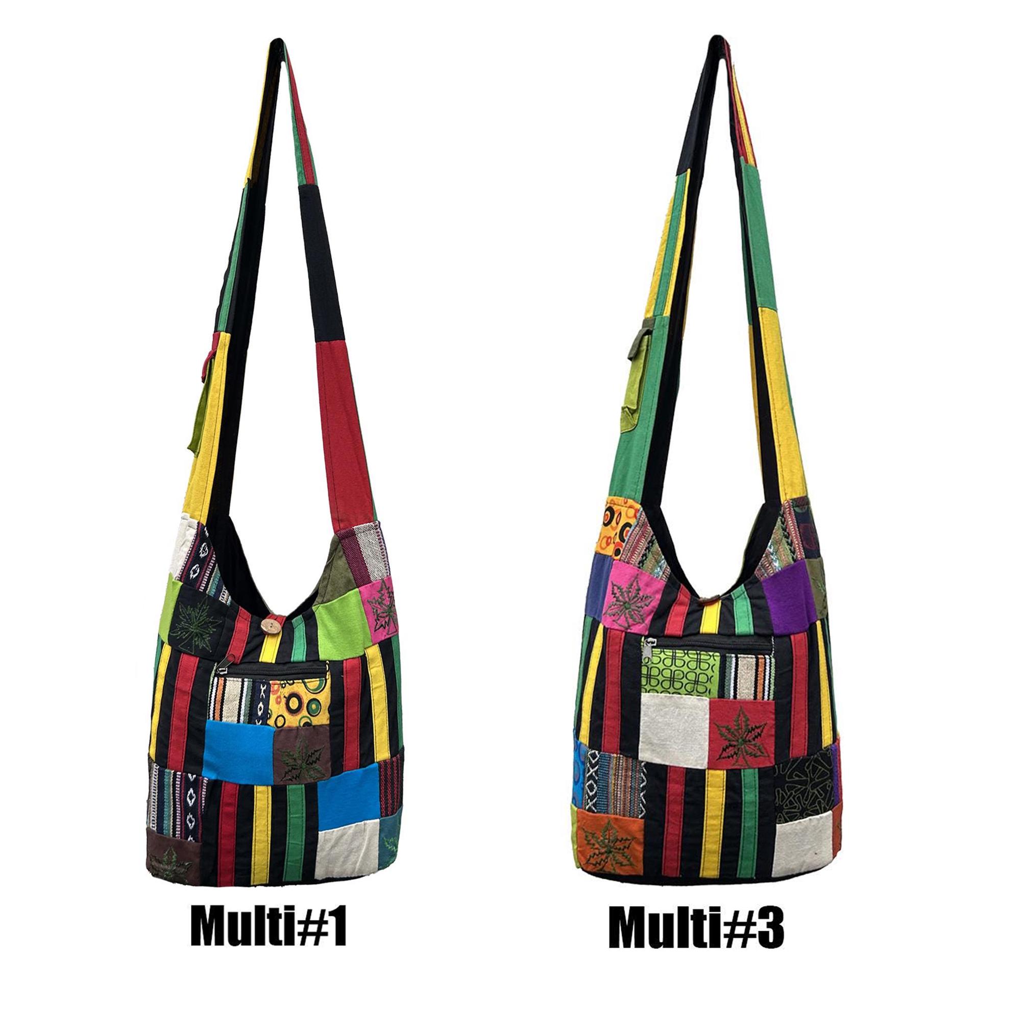【COLOR iN ID】Cotton tassel hippie bag Hippie Bag With Zipper Fringe Purse Bohemian Hobo Bag