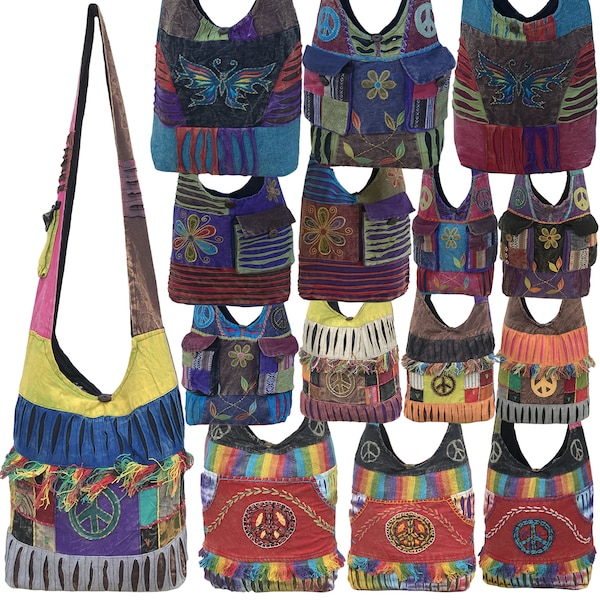 Nieuwe hippie handgemaakte zij Crossbody schoudertas | Boho heren dames zigeuner banjara Tote handtas | Boho Cotton 80s Festival reistas