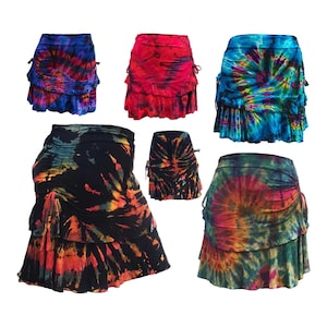 Minijupe tie-dye : jupe portefeuille bohème hippie en viscose image 1