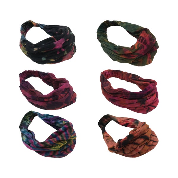 Hippie Boho TieDye Stirnband Boho Frauen Männer Elastische Jugendmode Festival Bandana Yoga Breiter Wrap Baumwolle MultiRainbow Headwear