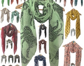 Viscose Scarf: Paisley Skull, Leopard & Elephant Print
