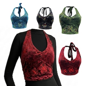 Embroidered Cotton Halter Top: Handmade Festival Wear