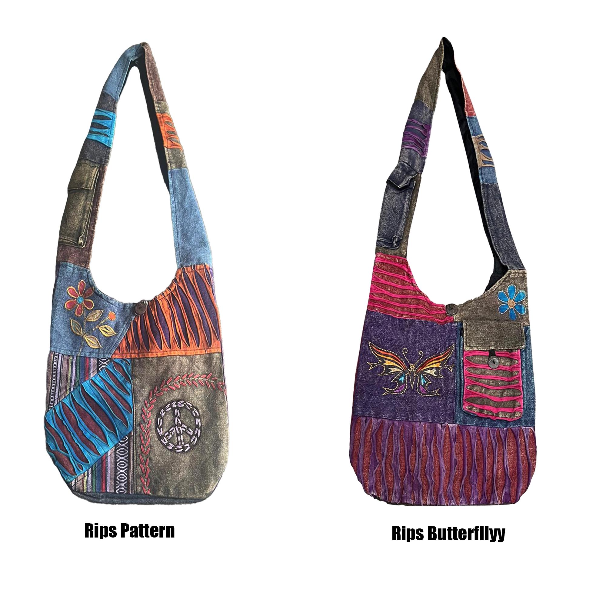 Embroidered Hippie Crossbody Bag: Bohemian Festival Cotton Tote - Etsy
