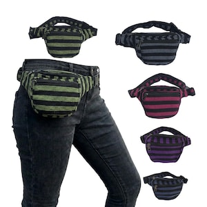 Stripey Hippie Bum Bag: Cotton Festival Waist Belt