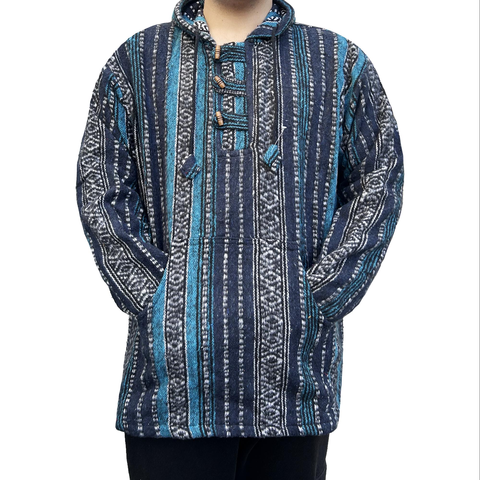 Aztec Zigzag Hippie Hooded Winter Jacket Unique Buttons
