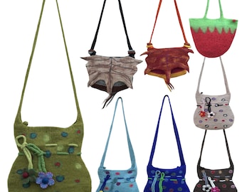 Handmade Felted Wool Shoulder Bag: Hippie Bohemian Crossbody Purse
